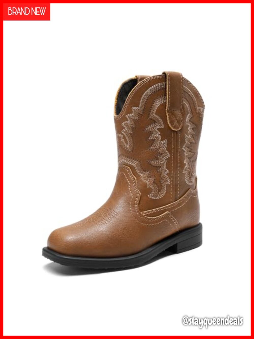 Toddler Boys & Girls Cowboy Boots Faux Leather Square Toe Kids Western Pull-On